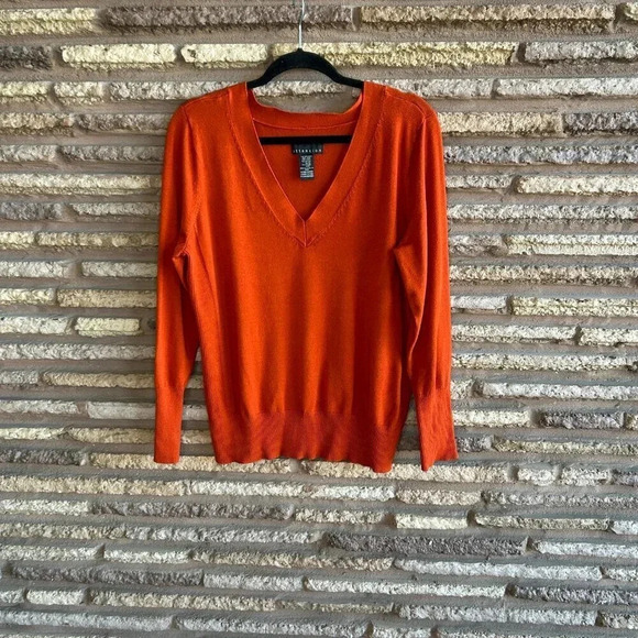 Attention Rust Orange V Neck Casual Sweater Size XL - Picture 3 of 3